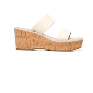 Sam Edelman white leather Alissa Platform Wedge Sandal beige sz 8 SH324